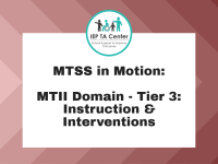 MTSS in Motion: MTII Domain - Tier 3: Instruction & Interventions